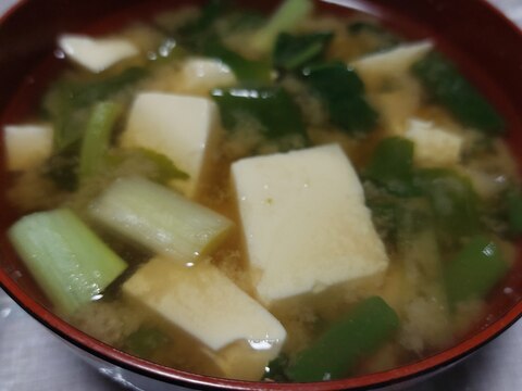 長ねぎ 豆腐 小松菜のお味噌汁